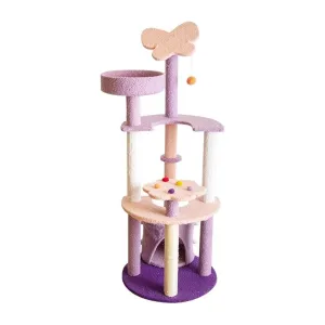 128cm Butterfly Plush Cat Tree Condo | Pink/Purple