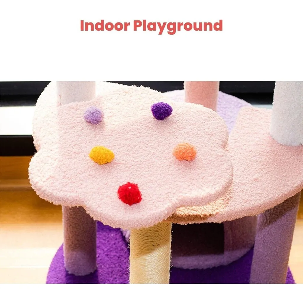 128cm Butterfly Plush Cat Tree Condo | Pink/Purple