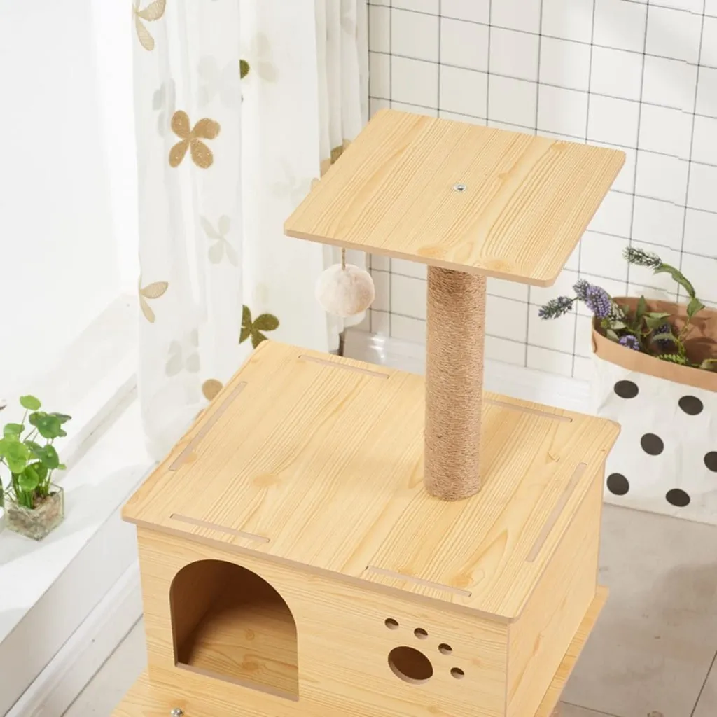 130cm Wooden Cat Tree | Beige