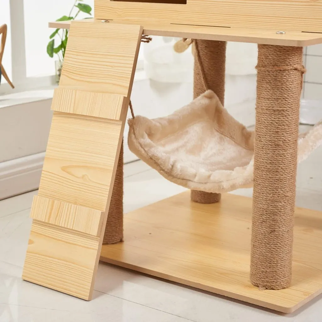 130cm Wooden Cat Tree | Beige