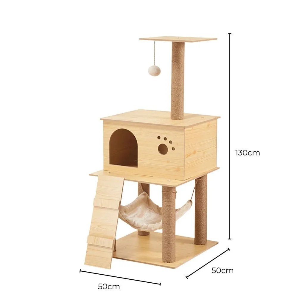 130cm Wooden Cat Tree | Beige