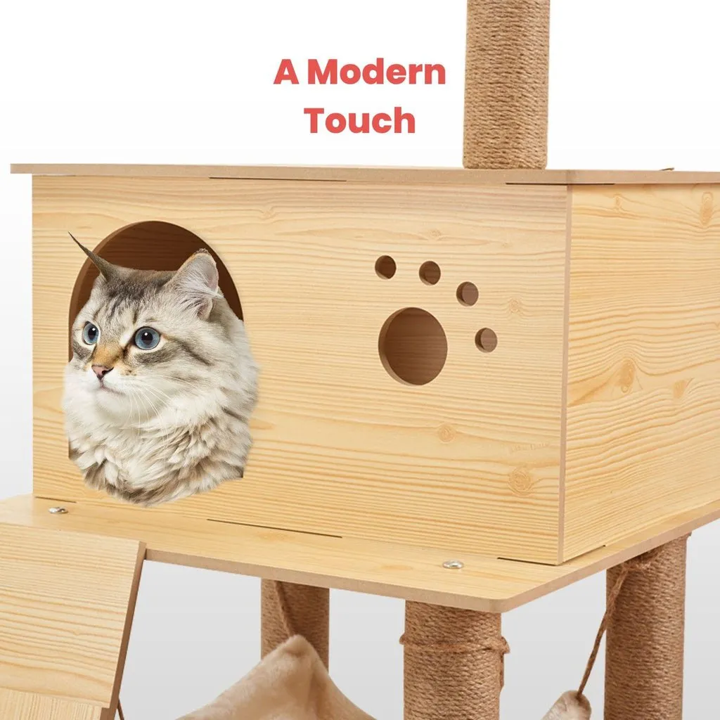 130cm Wooden Cat Tree | Beige