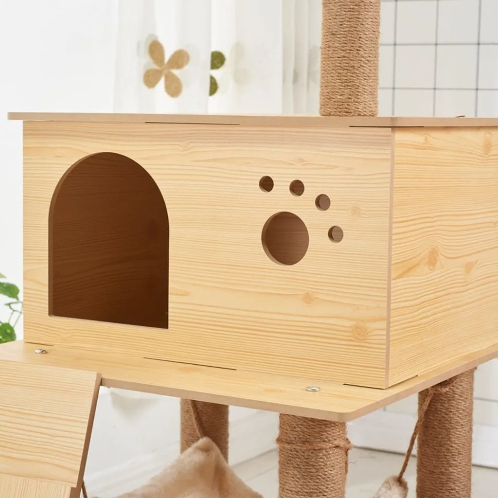 130cm Wooden Cat Tree | Beige