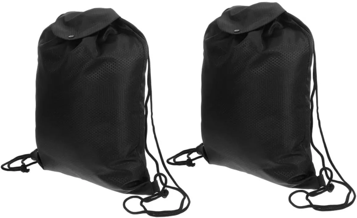 2Pcs Drawstring Storage Bag Multi Functional Mesh Backpack for Motorcycle Electric Bike and Mountain Durable Versatile Design Black