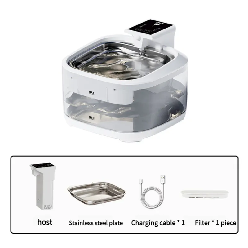 4.5L Upgraded Smart Pet Water Fountain | Stainless Steel Plate | Charging Cable | White Design