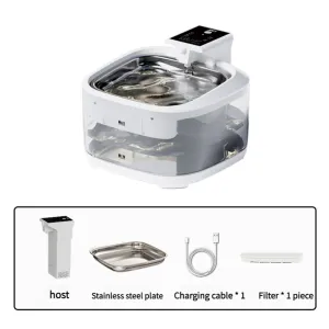 4.5L Upgraded Smart Pet Water Fountain | Stainless Steel Plate | Charging Cable | White Design