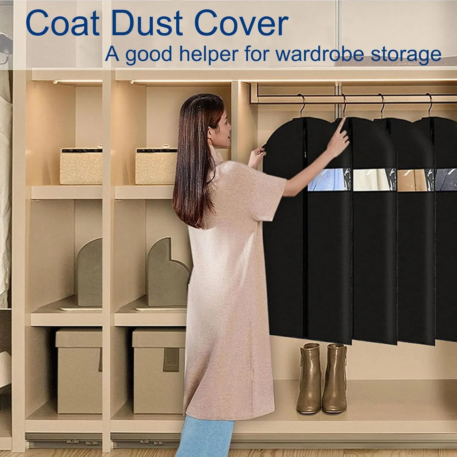 5 Pack Garment Bags Suit Bag Travel Clothes Cover with Zipper for Hanging for Coats, Jackets, Shirts, Dresses, Sweater(Gray,60x100cm/24x39in)