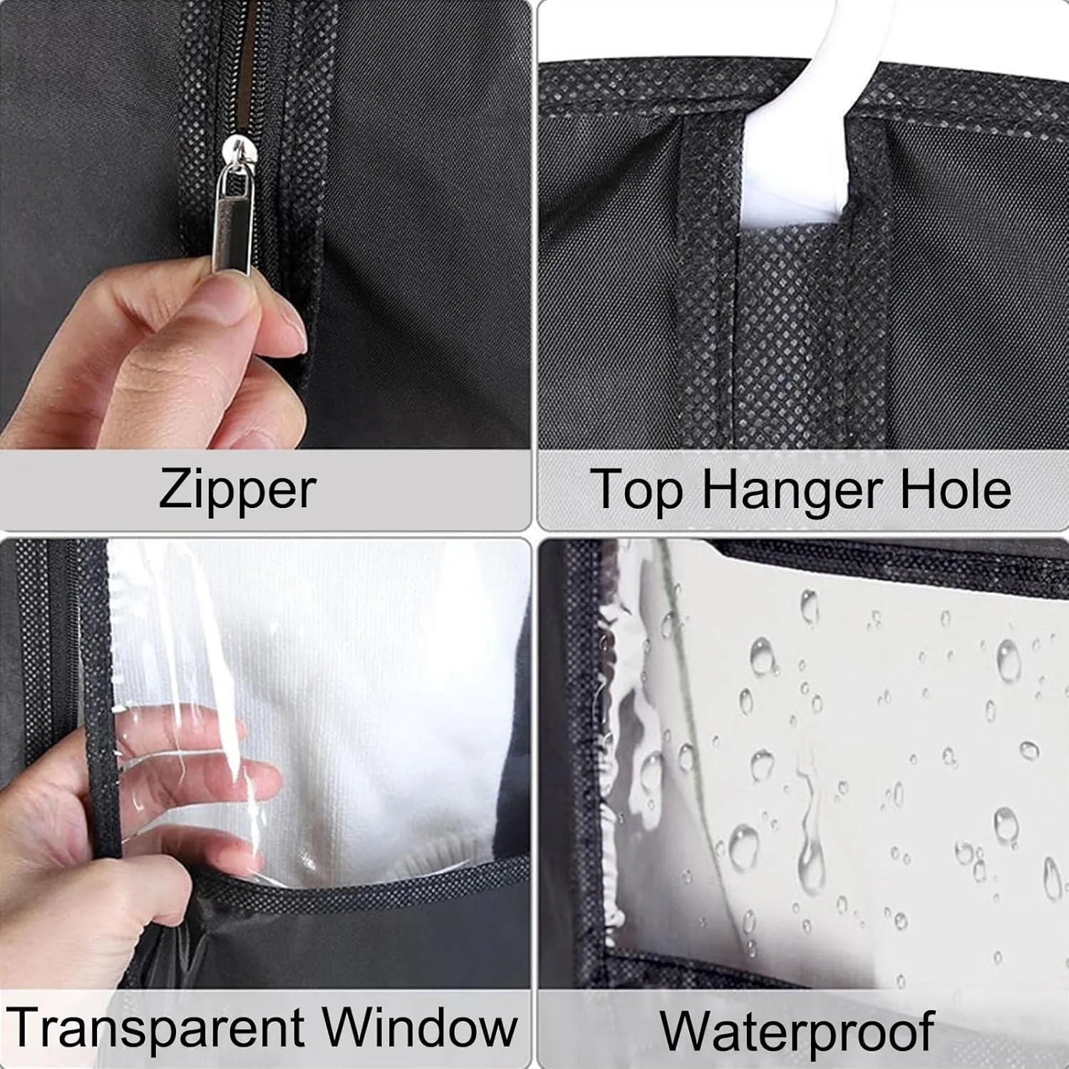 5 Pack Garment Bags Suit Bag Travel Clothes Cover with Zipper for Hanging for Coats, Jackets, Shirts, Dresses, Sweater(Gray,60x100cm/24x39in)