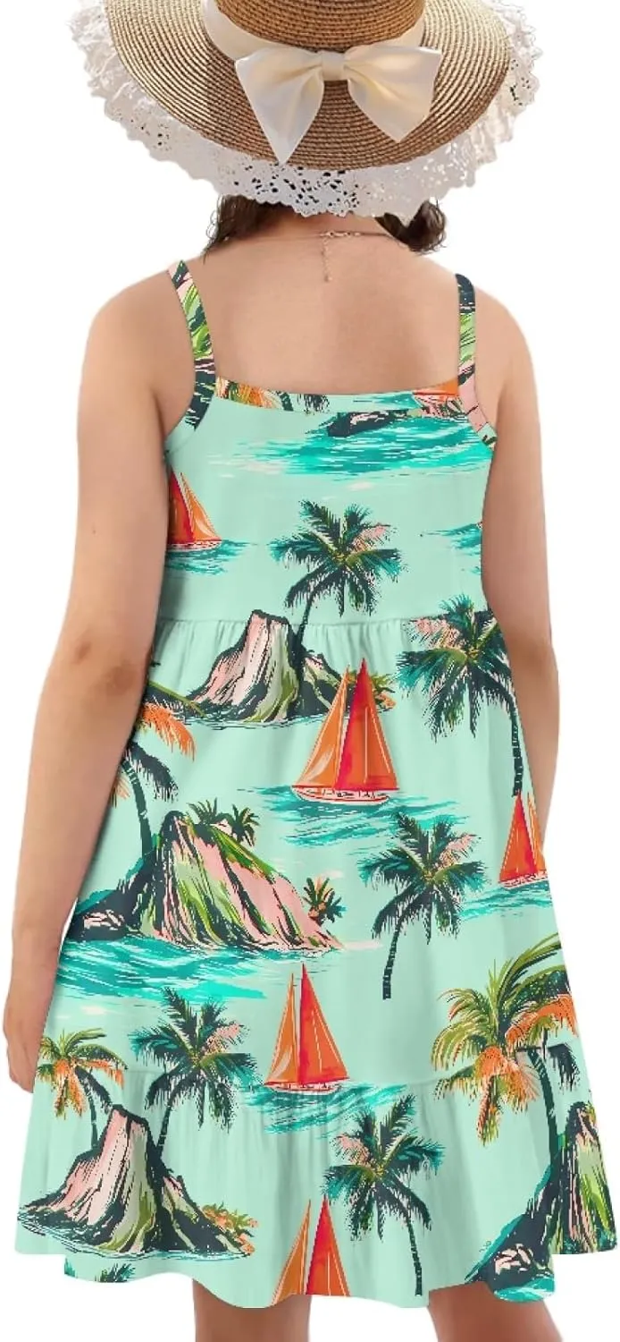 AmzPrint Hawaiian Dresses for Mom and Daughters Summer Cute Kawaii Sundress