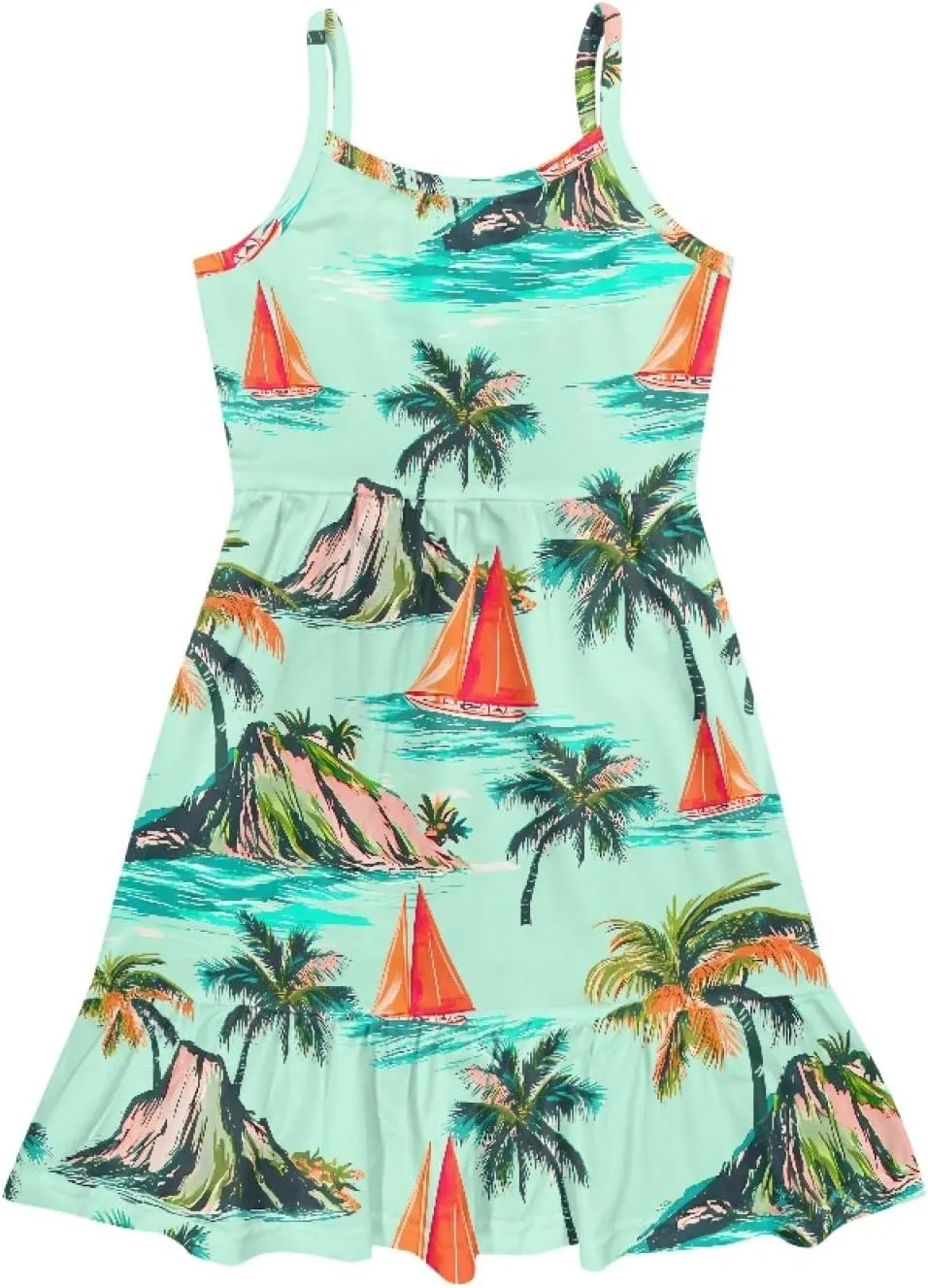 AmzPrint Hawaiian Dresses for Mom and Daughters Summer Cute Kawaii Sundress