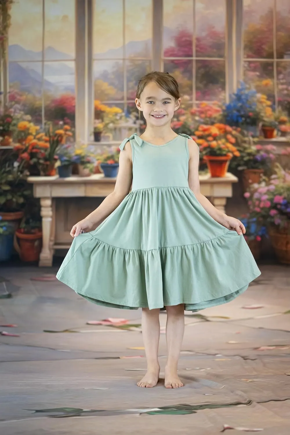 Arshiner Toddler Girl Summer Dress Little Girls Casual Beach Party Bowknot Sling Sundress with Pocket 1-7t