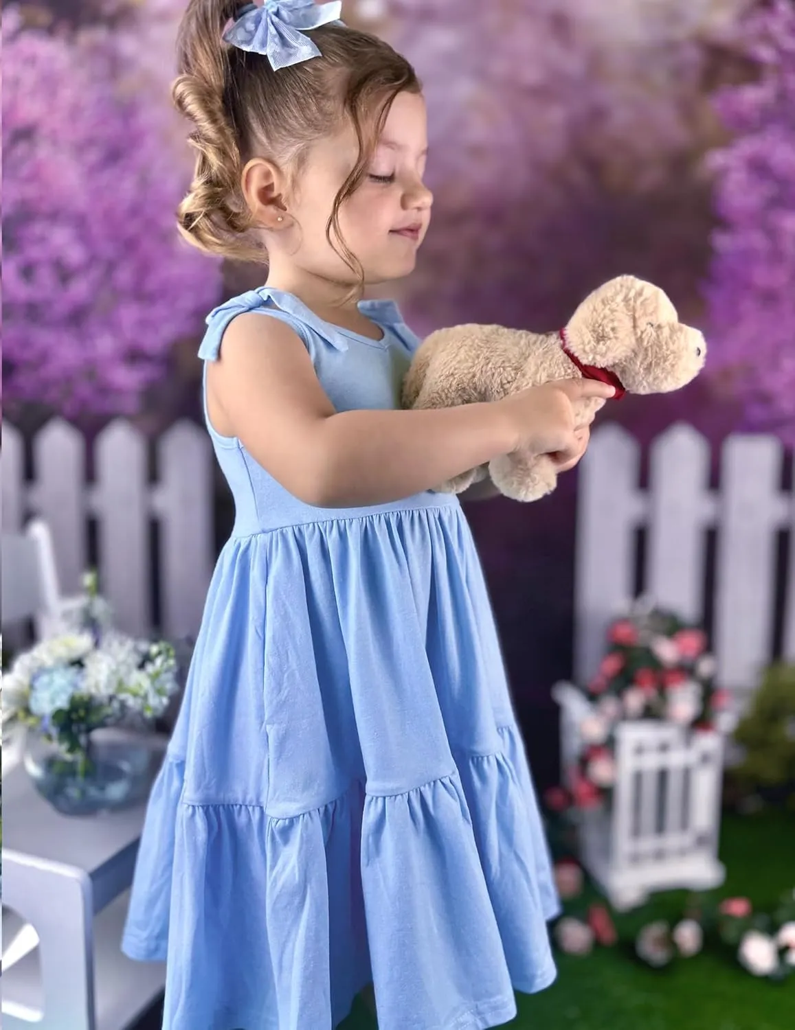 Arshiner Toddler Girl Summer Dress Little Girls Casual Beach Party Bowknot Sling Sundress with Pocket 1-7t