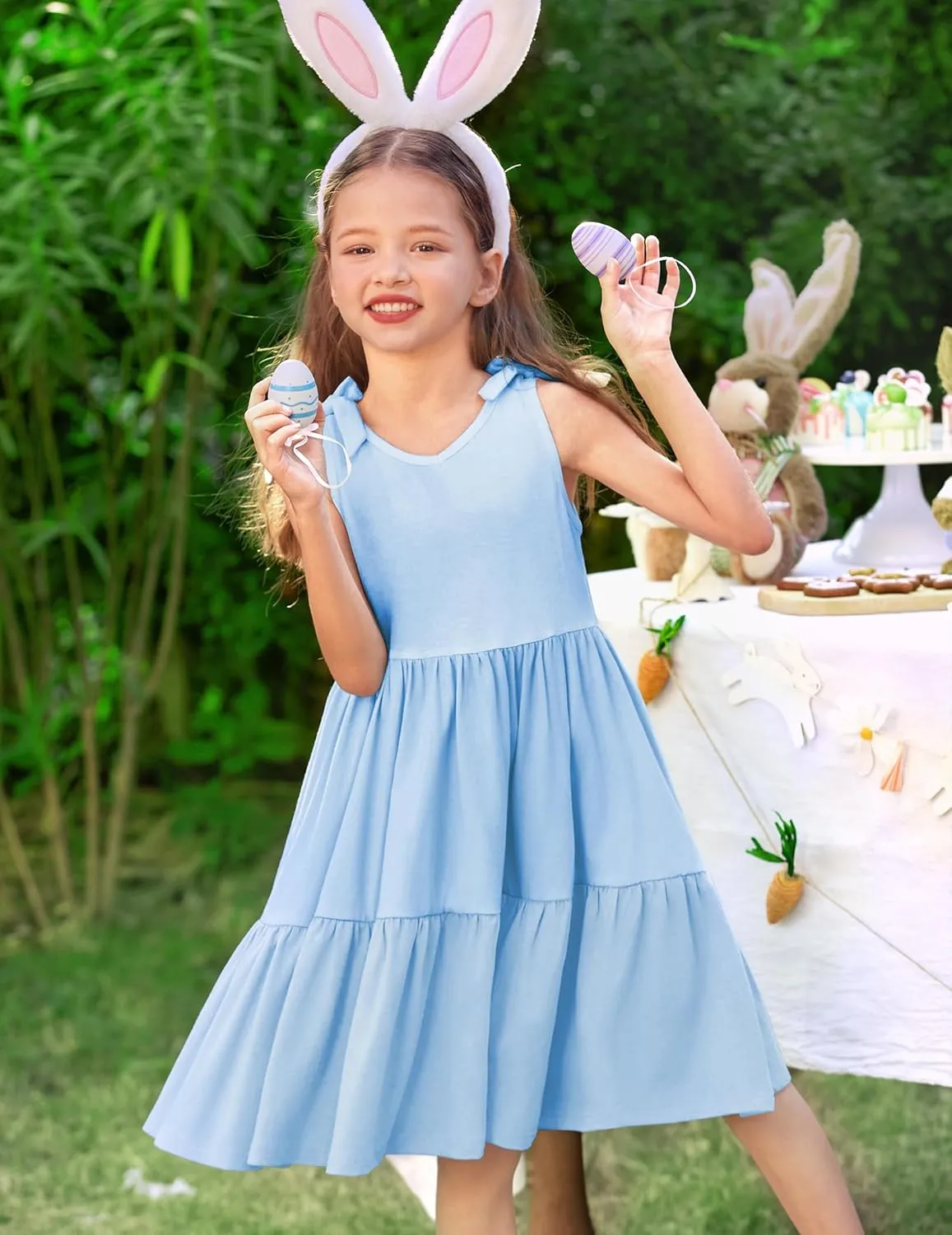 Arshiner Toddler Girl Summer Dress Little Girls Casual Beach Party Bowknot Sling Sundress with Pocket 1-7t