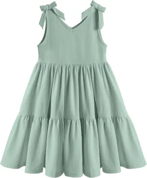 Arshiner Toddler Girl Summer Dress Little Girls Casual Beach Party Bowknot Sling Sundress with Pocket 1-7t