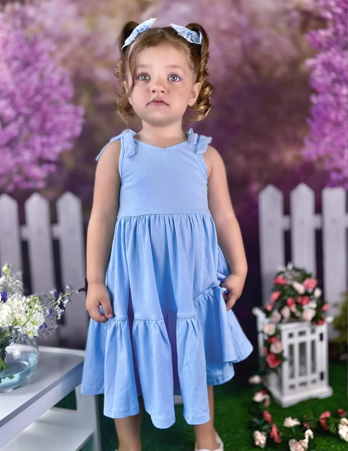 Arshiner Toddler Girl Summer Dress Little Girls Casual Beach Party Bowknot Sling Sundress with Pocket 1-7t