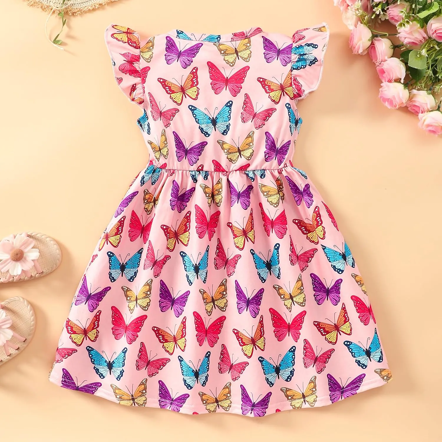 Baby Girls Dress Unicorn Casual Flutter Sleeve Swing Sundress Birthday Party Summer Playwear Dresses 1-8 Years Old
