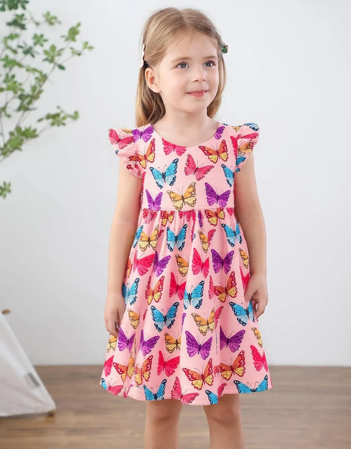 Baby Girls Dress Unicorn Casual Flutter Sleeve Swing Sundress Birthday Party Summer Playwear Dresses 1-8 Years Old