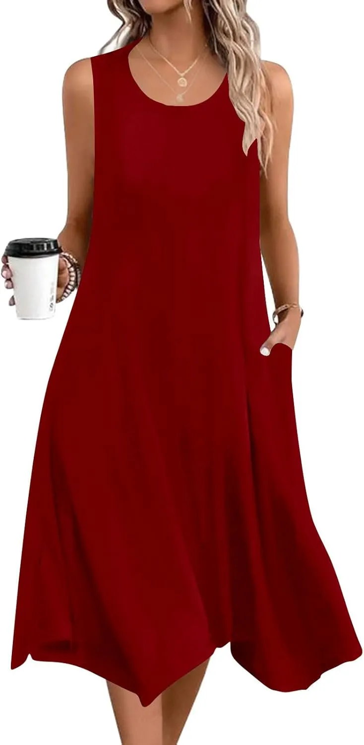 Beach Dresses for Women 2025 Vacation Plus Size Hankerchief Hem Maxi Tank Dresses Fashion Floral Sundress