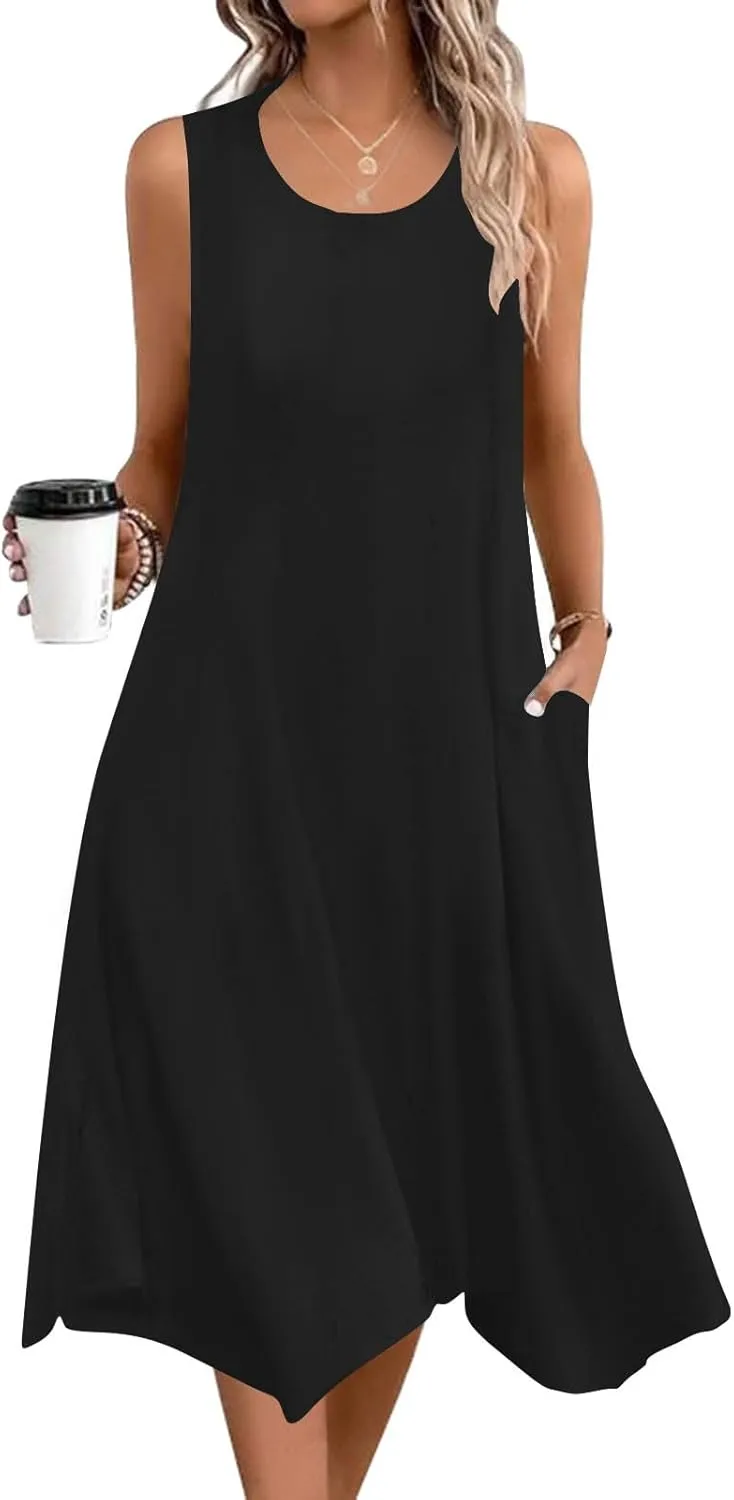 Beach Dresses for Women 2025 Vacation Plus Size Hankerchief Hem Maxi Tank Dresses Fashion Floral Sundress