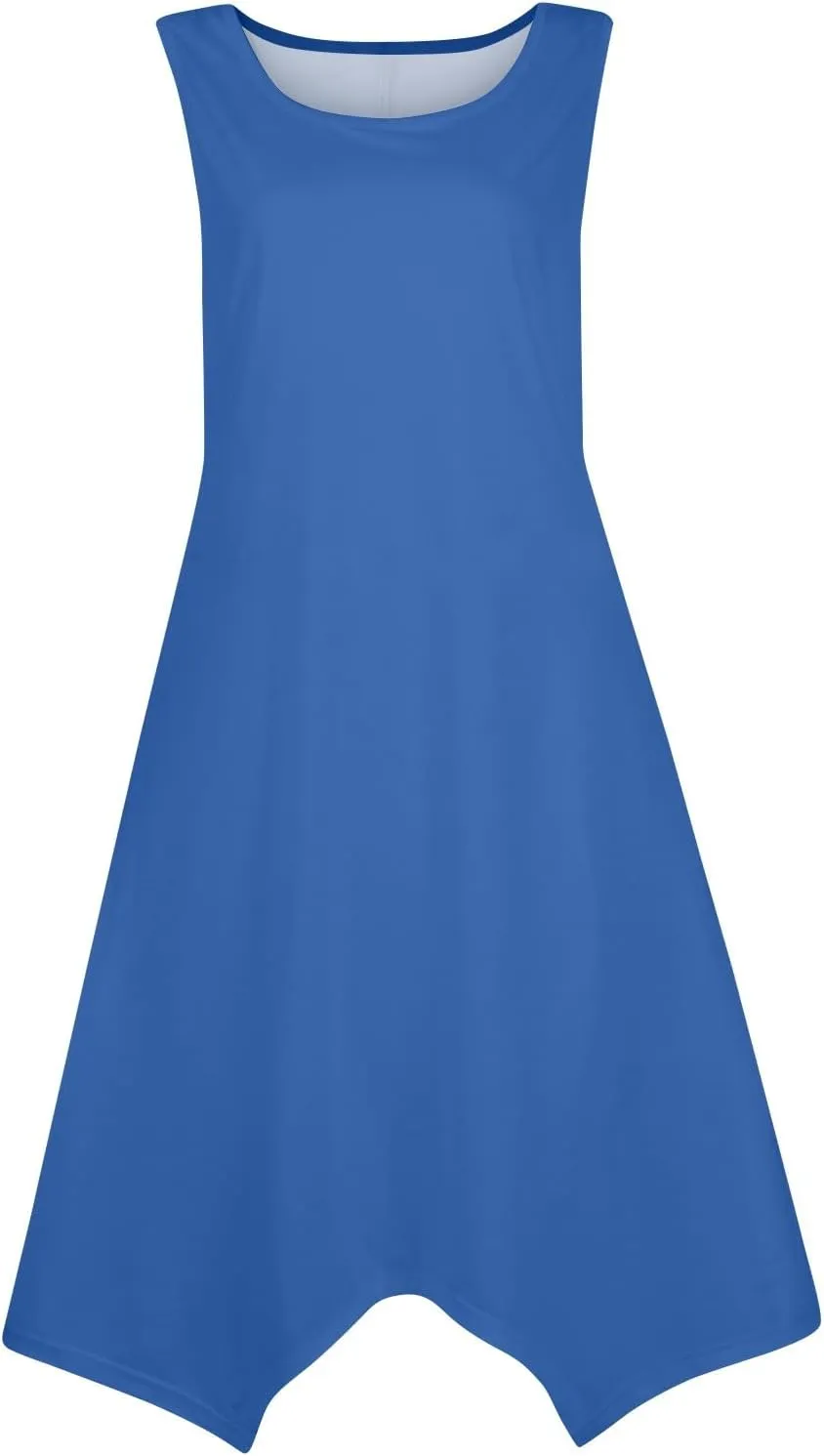 Beach Dresses for Women Spring Summer 2025 Sleeveless Vacation Sundresses Sexy Crewneck Irregular Hem Maxi Dress