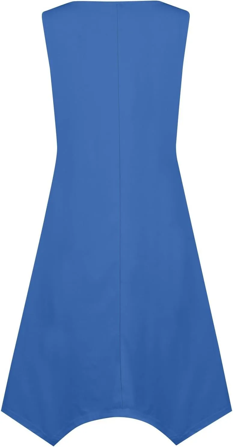 Beach Dresses for Women Spring Summer 2025 Sleeveless Vacation Sundresses Sexy Crewneck Irregular Hem Maxi Dress