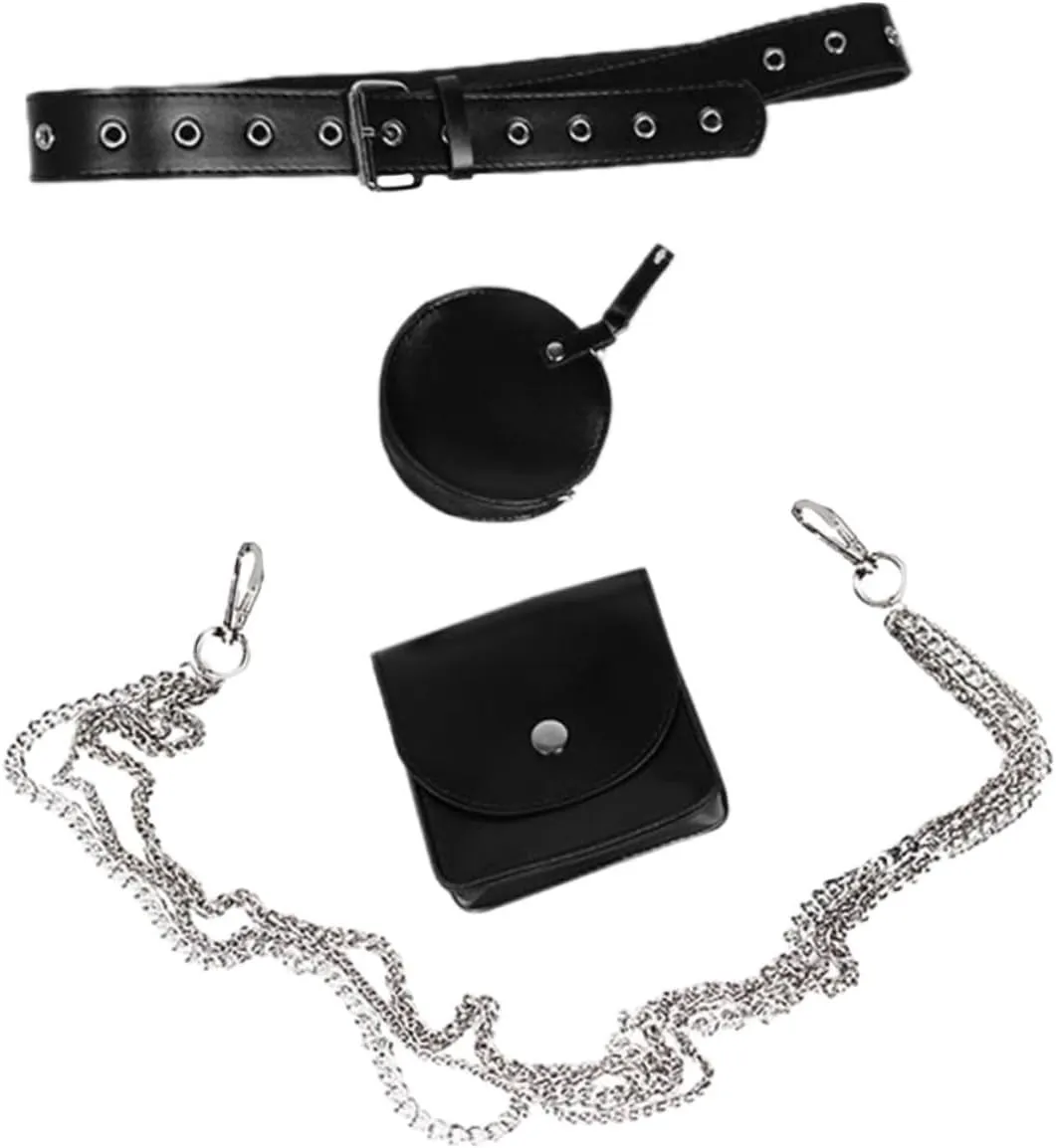 Belt Bag Fanny Pack for Women Punk Style Waist Bag Chain Belt Multi-function Pouch