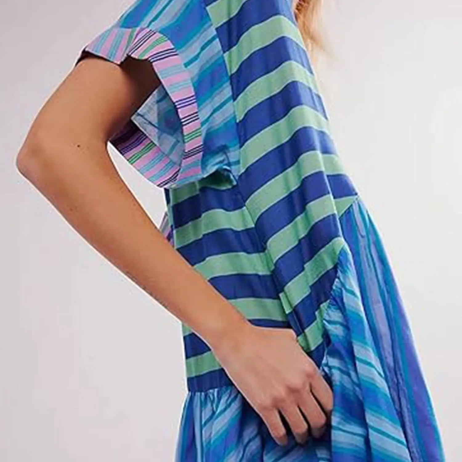Boho Dresses for Women 2024 Patchwork Floral Deep V Neck Ruffle Oversized Babydoll Sundress Y2k Hot Shot Mini Dress