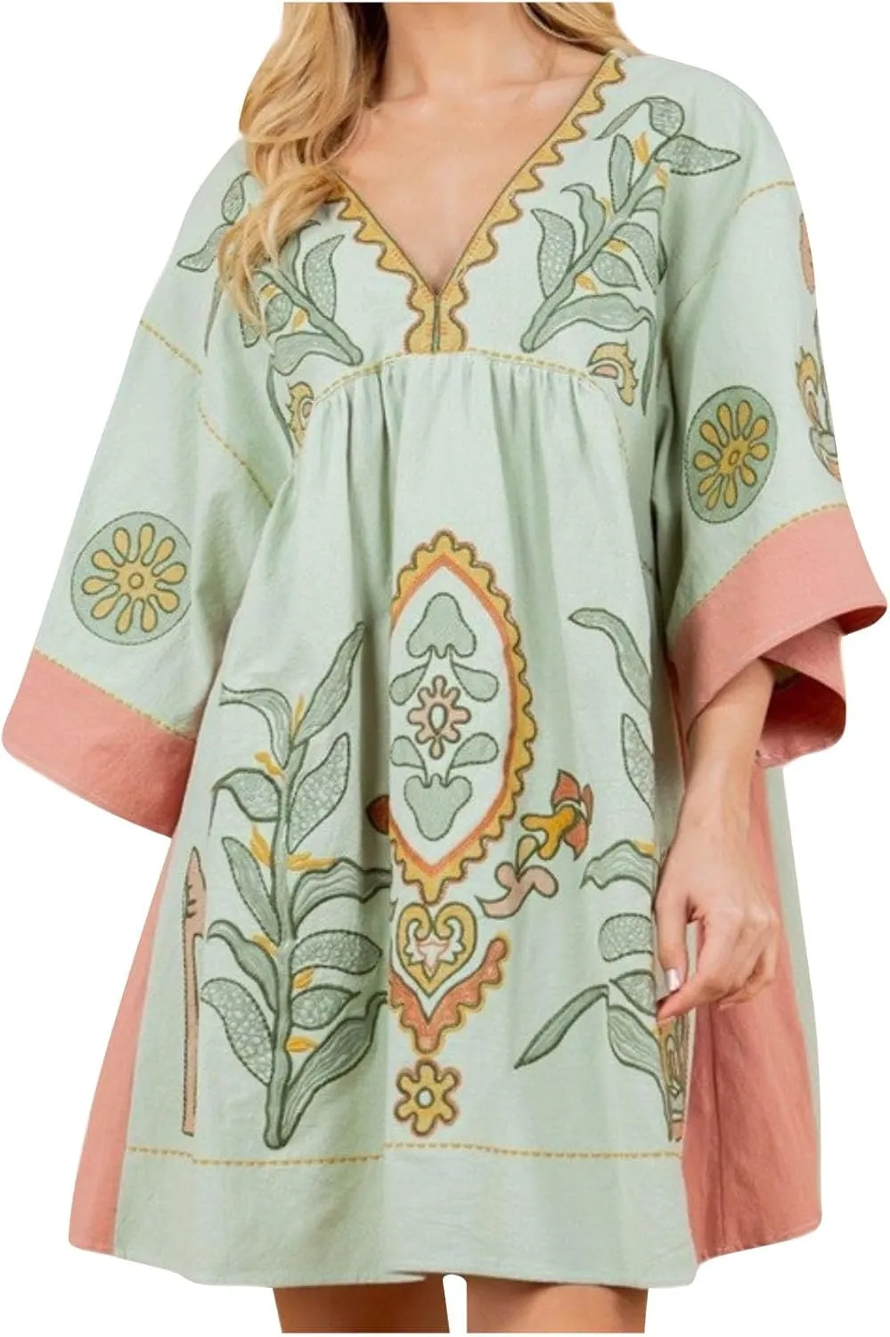Boho Dresses for Women 2024 Women's Fall Dress Long Sleeve Fashion Ruched Fitted Pleated Plus Size Dresses