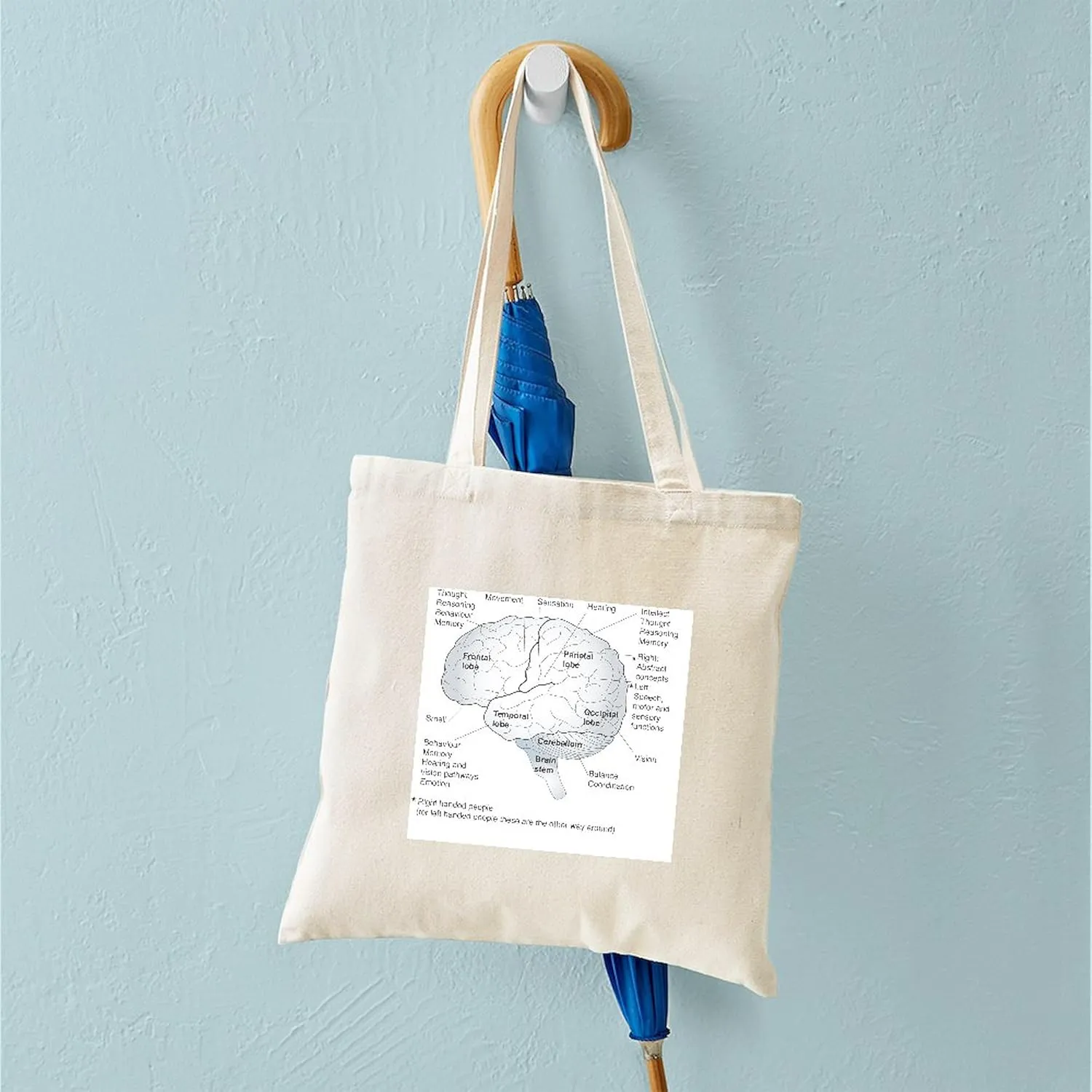 CafePress Functional Areas Of The Brain, Artwork Tote Bag Natural Canvas Tote Bag, Reusable Shopping Bag