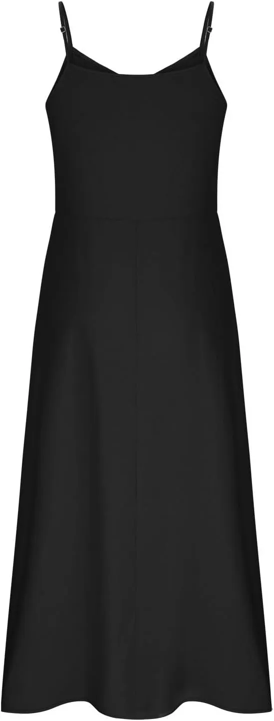 Casual Dresses for Women Flowy Casual Cami Dress Beach Vacation Sleeveless Long Sundresses with Pockets