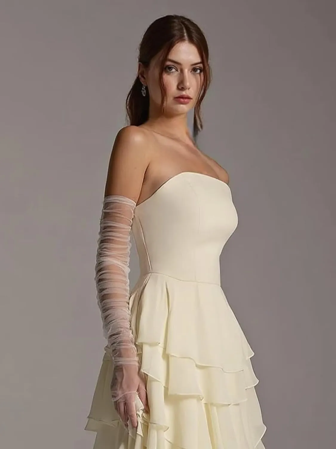 Chiffon Bridesmaid Dresses with Pockets Sleeveless Long Pleated Formal Evening Dresses for Women Elegant