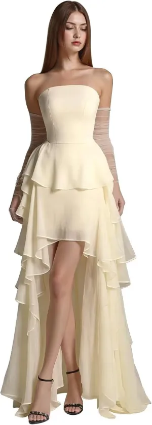 Chiffon Bridesmaid Dresses with Pockets Sleeveless Long Pleated Formal Evening Dresses for Women Elegant