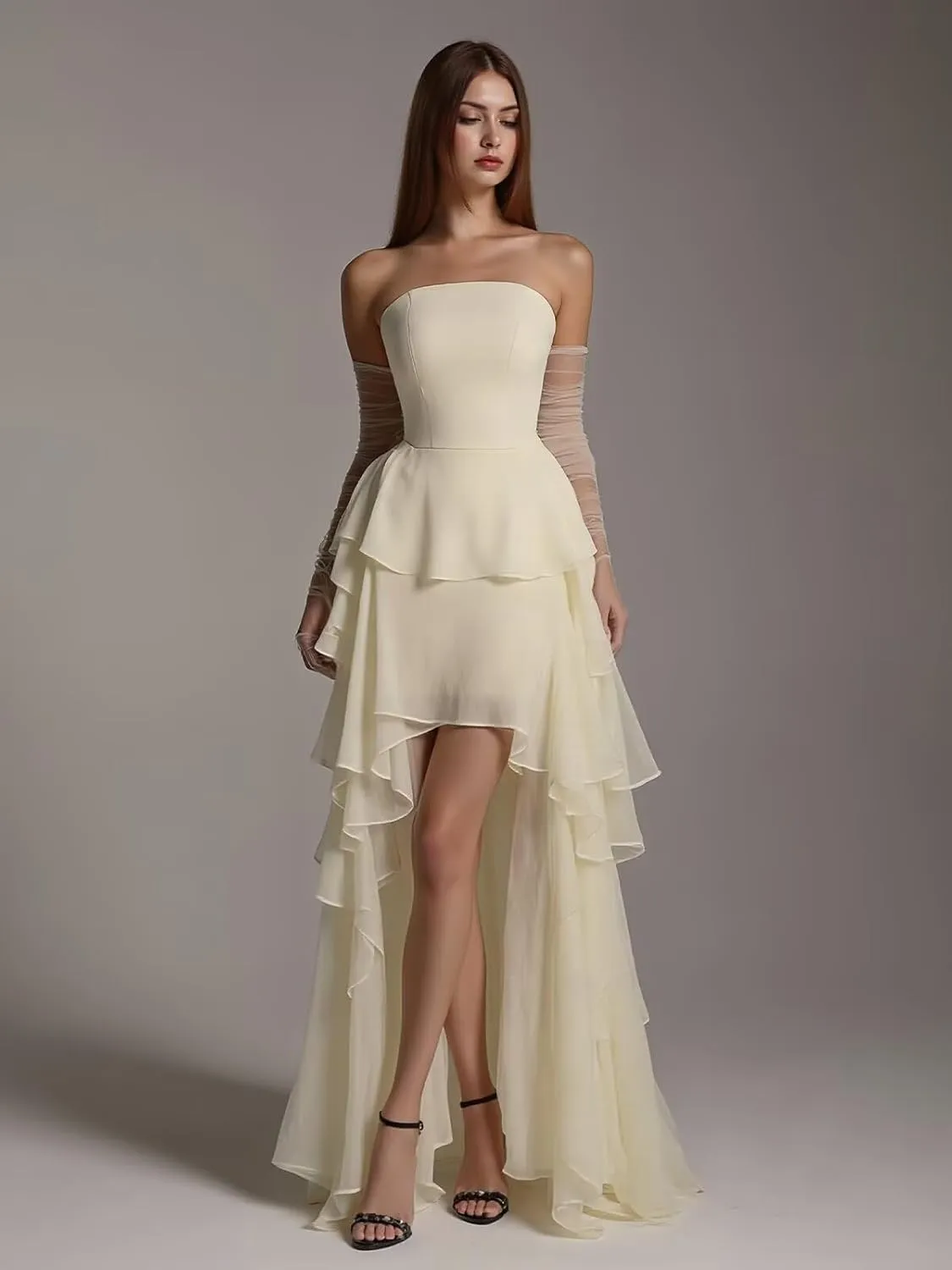 Chiffon Bridesmaid Dresses with Pockets Sleeveless Long Pleated Formal Evening Dresses for Women Elegant