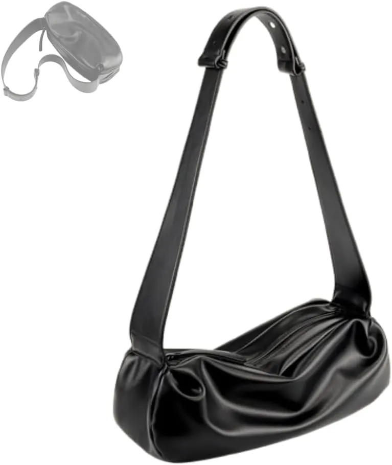 Crossbody Bag for Women Soft Leather Casual Ruched Y2k Handbag Dumpling Trendy Hobo Bag with Adjustable Shoulder Strap