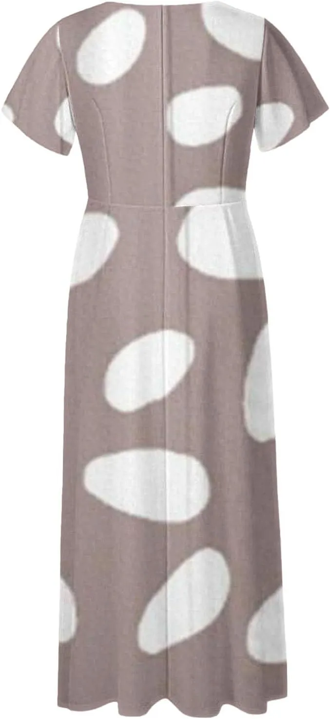 Cute Floral Maxi Dresses for Women 2025 Flowy Short Sleeve Chiffon Dress Summer Casual Prom Beach Clothes Easter Dress