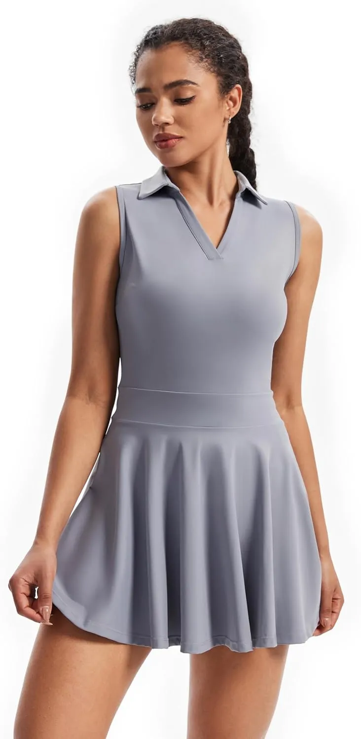 Cute Golf Tennis Dress Workout Athletic Dresses for Women with Shorts Pockets 2 Piece Sets Outfits Summer Clothes