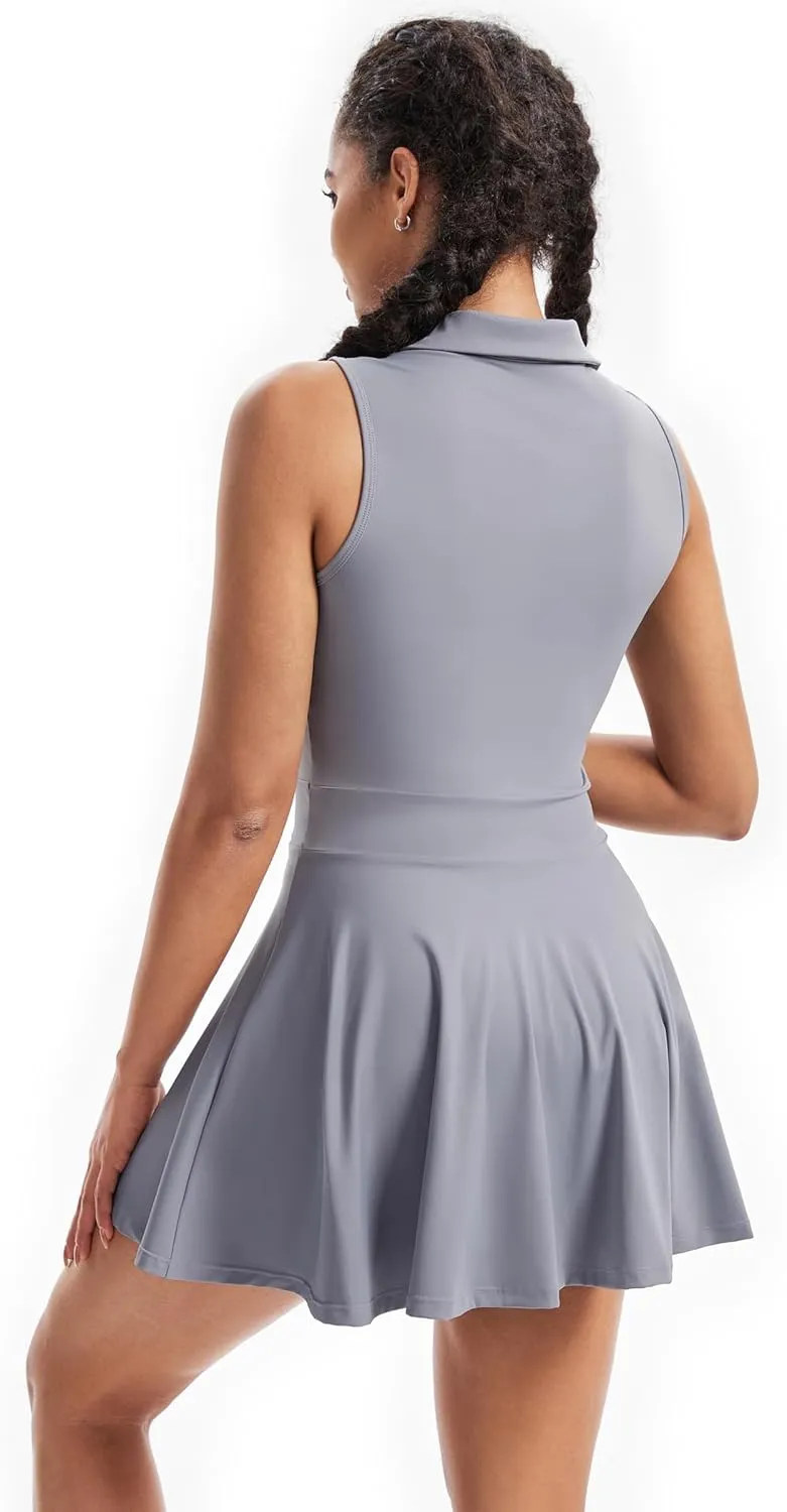 Cute Golf Tennis Dress Workout Athletic Dresses for Women with Shorts Pockets 2 Piece Sets Outfits Summer Clothes