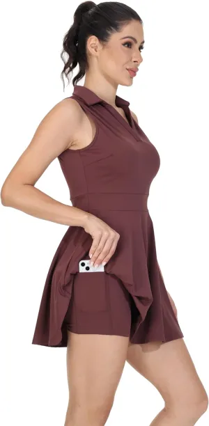 Cute Golf Tennis Dress Workout Athletic Dresses for Women with Shorts Pockets 2 Piece Sets Outfits Summer Clothes