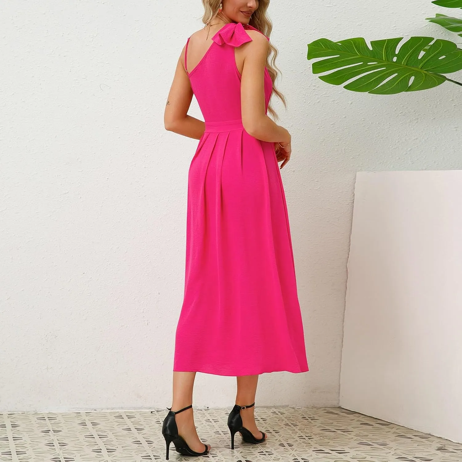 Dresses for Women 2024, Hawaiian Bohemian Flowy Irregular Summer Cocktail Dress V-Neck Casual Sleeveless Dressses
