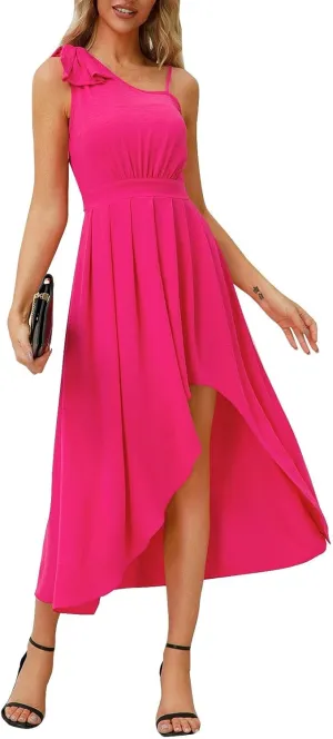 Dresses for Women 2024, Hawaiian Bohemian Flowy Irregular Summer Cocktail Dress V-Neck Casual Sleeveless Dressses