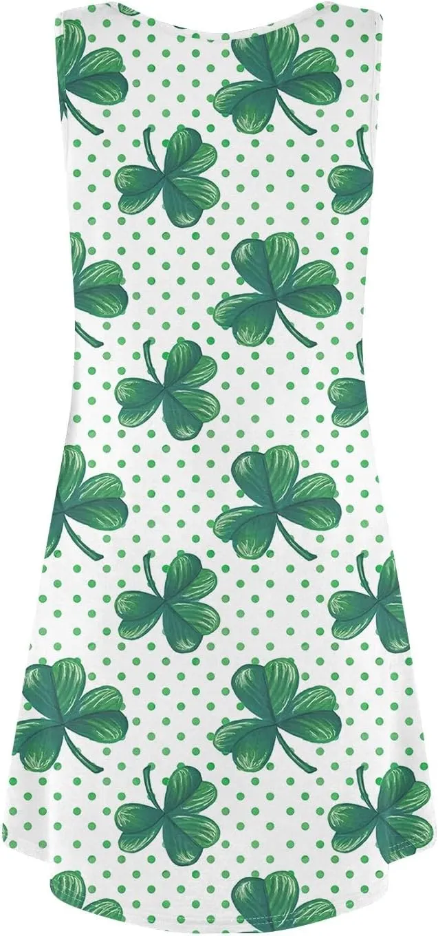 Dresses for Women Printed Sleeveless Vest Dress U Neck Casual Dresses Trendy Stylish Mini Dress Loose Flowy Coverup