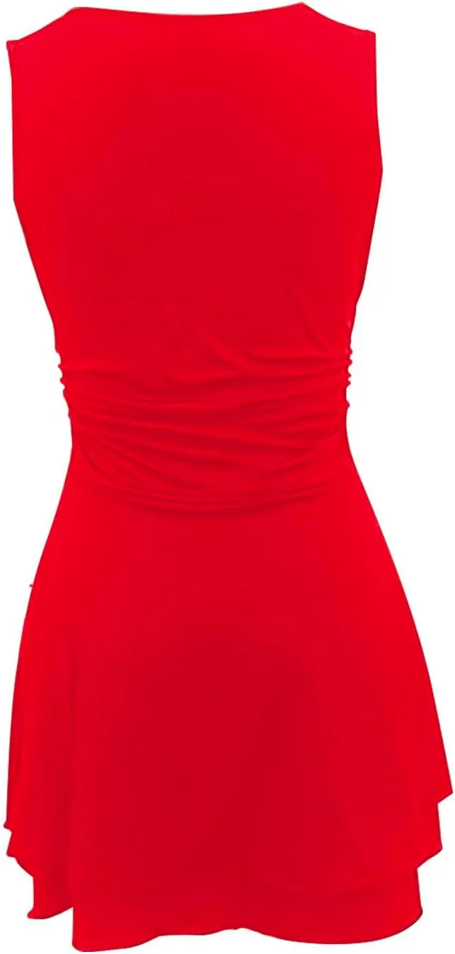 Dresses for Women Sexy Low Cut Square Neck Sleeveless Ruched Waist Ruffle Tiered Layered Flowy A Line Short Mini Dress