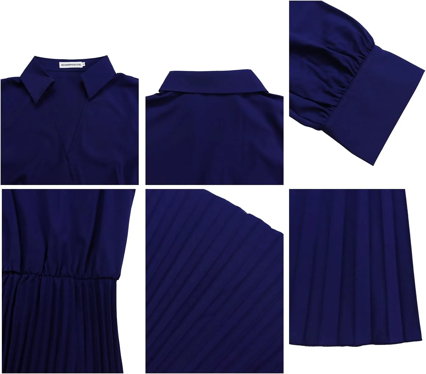 Ecirod Womens Wrap V Neck Pleated Midi Dress Casual Plus Size Long Sleeve Wedding Guest A Line Dresses with Belt