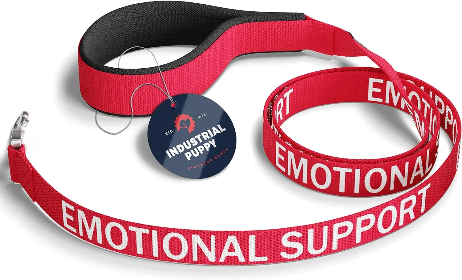 Emotional Support Dog Leash Wrap with Neoprene Handle and Reflective Emotional Support Lettering - Supplies or Accessories for ESA Emotional Support Dog Vest or Harness (Red, Emotional Support)