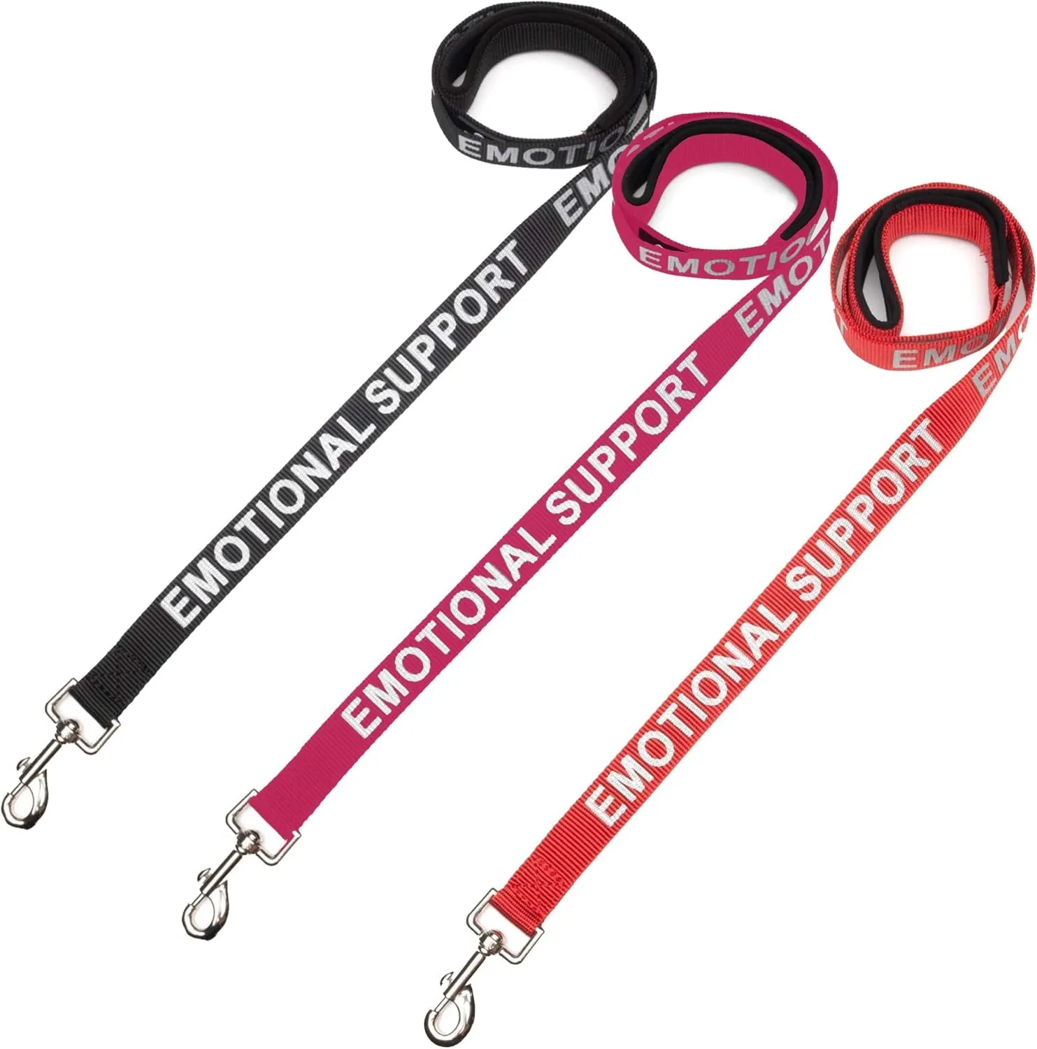 Emotional Support Dog Leash Wrap with Neoprene Handle and Reflective Emotional Support Lettering - Supplies or Accessories for ESA Emotional Support Dog Vest or Harness (Red, Emotional Support)