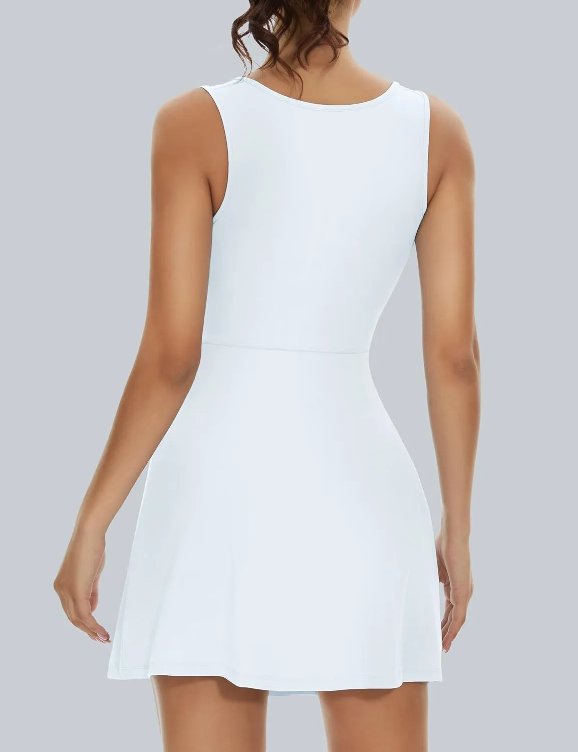 Fengbay Womens Tennis Dress Square Neck Sleeveless Athletic Dress Side Slit Flare Workout Dress