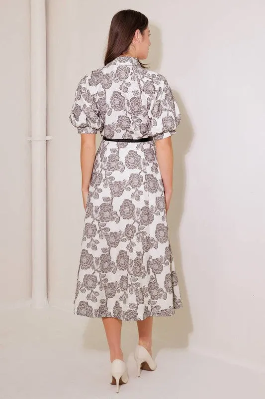 Floral Belted Midi Dress