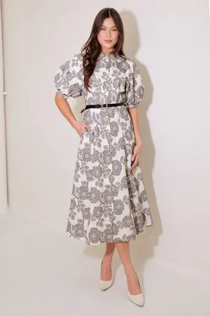 Floral Belted Midi Dress
