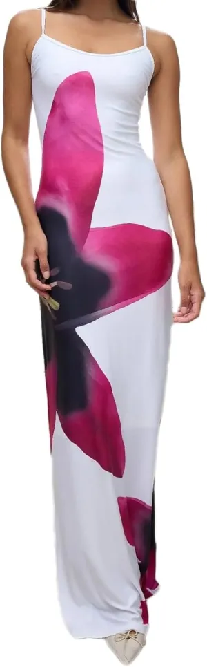 Floral Maxi Dresses for Women 2025 Elegant Spaghetti Strap Bodycon Wedding Guest Dress Summer Party Formal Sundress