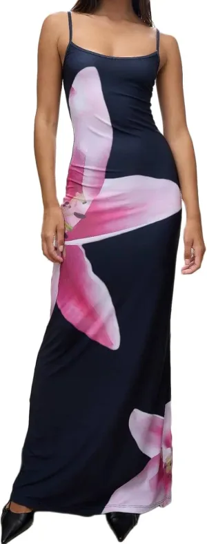 Floral Maxi Dresses for Women 2025 Elegant Spaghetti Strap Bodycon Wedding Guest Dress Summer Party Formal Sundress